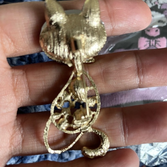 Cat Brooch with Blue and Green Crystals, NWT - Picture 3 of 4